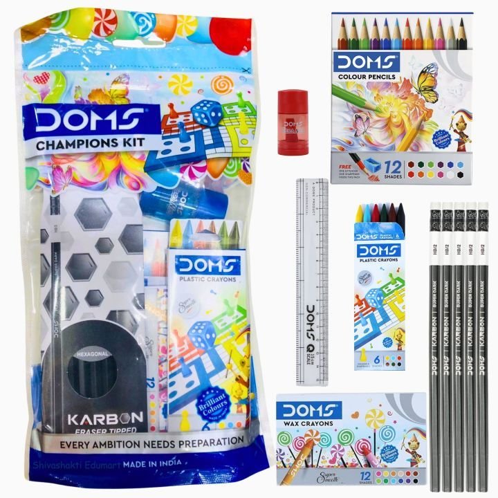 doms champions kit 6pcs art set for kids education, painting, drawing & arts