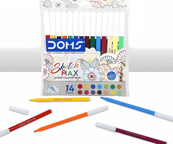 doms sketch max water colour pens – 14 assorted shades | vibrant color markers for kids drawing & coloring