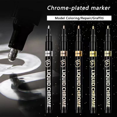 metal mirror chrome plated pen model coloring pen nail art graffiti pen hand made repair touch up pen electroplated paint pen