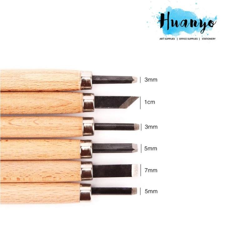 Wood Carving Tool Set 6 Pieces Craft Carving Knife Set with Sharp Steel Blades for Woodworking and DIY Projects