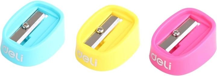 Deli ER00803 Pencil Sharpener 3 Pieces Pack | Compact Steel Blade Sharpener for School, Office & Art Use