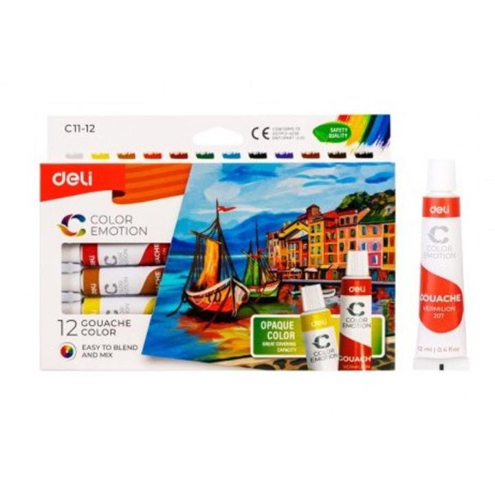 Deli EC11-12 Gouache Paint Set 12 Colors x 12ml | Artist Gouache Color Tubes