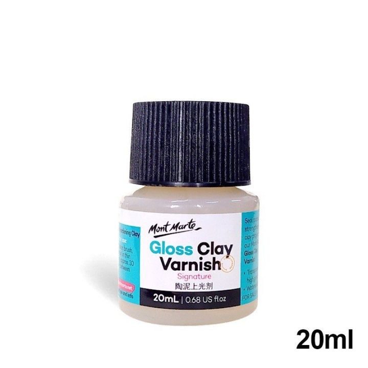 Mont Marte Gloss Clay Varnish 20ml Clear Protective Gloss Finish for Air Dry Clay and Craft Projects