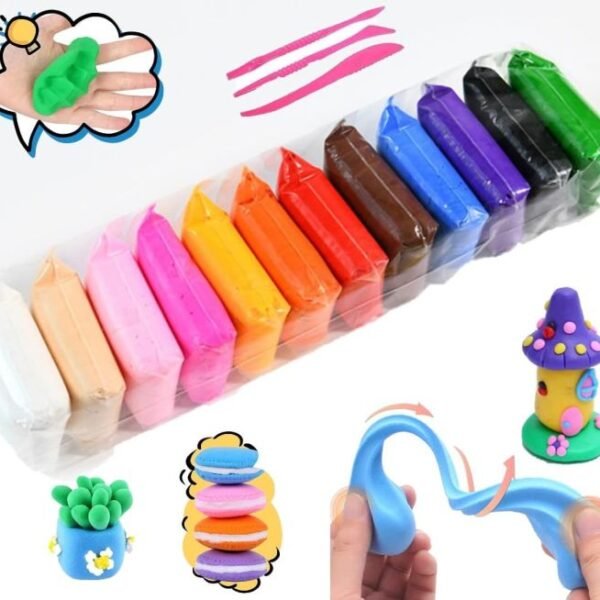 12 Colors Soft Super Light Clay Air Dry Modeling Clay Set for DIY Handmade Toys and Creative Crafts