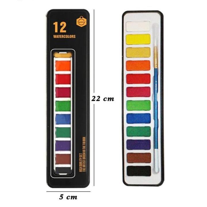 Keep Smiling Watercolor Set in Tin Box 12 Colors Portable Metal Tin Watercolor Paint Set for Artists
