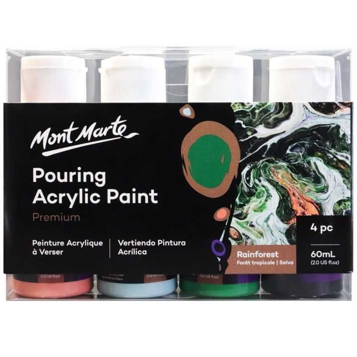 Mont Marte Pouring Acrylic 60ml Rainforest | Ready-Mixed Fluid Acrylic Paint | Acrylic Pouring & Fluid Art Paint