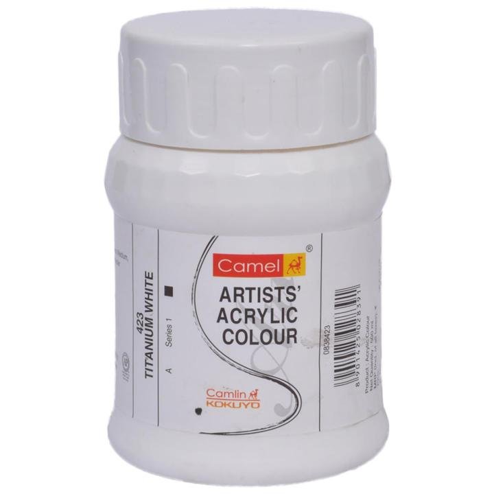 Camel Artist Quality Acrylic Color White 500ml Professional Acrylic Paint for Canvas, Craft & Art Projects