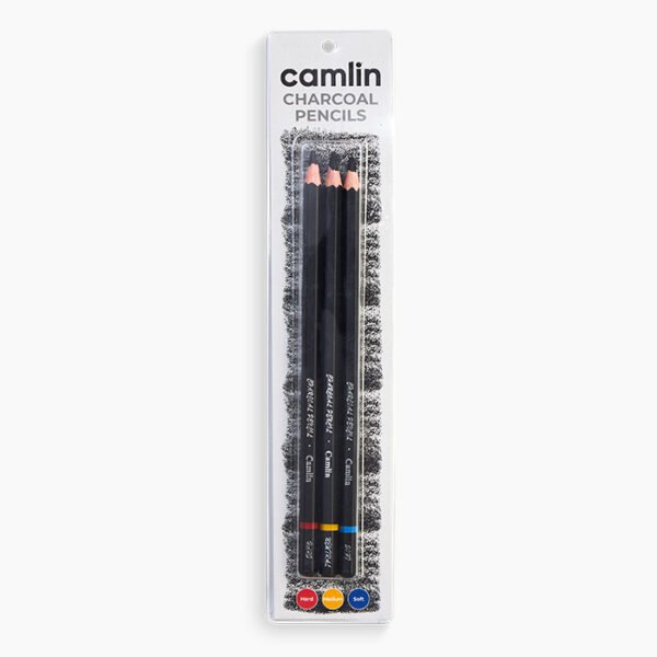 Camel Artists Black Soft Medium Hard Charcoal Pencils 3pcs set