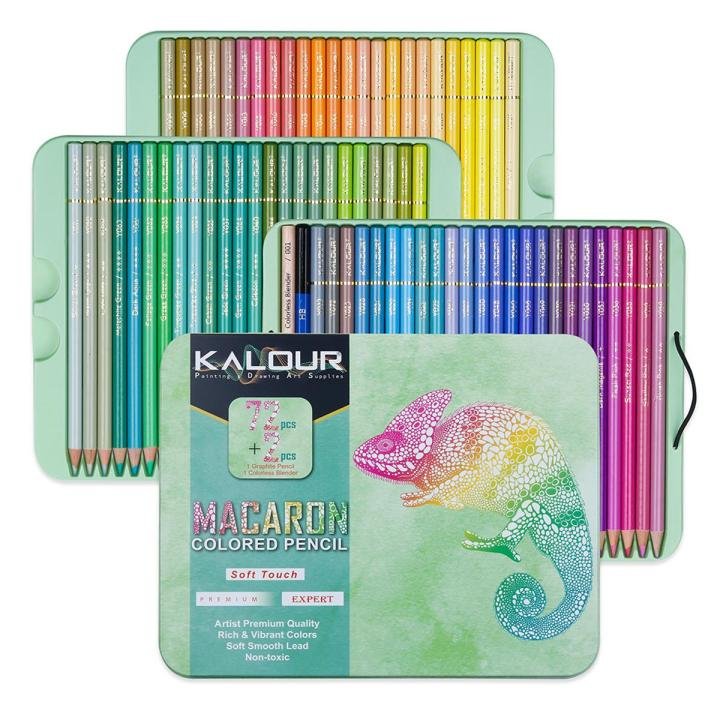 KALOUR Macaron Color Professional Colored Pencil Set 72 PCS Premium Soft Core Coloring Pencils for Drawing Sketching and Art