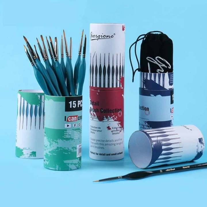 Giorgione Detail Brush Set 15pc | Precision Fine Detail Paint Brushes | Miniature & Art Painting Brush Set