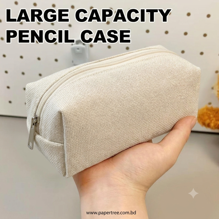 Natural Fiber Pencil Case Large Capacity Cute Student Stationery Storage Bag Makeup Pouch for Girls