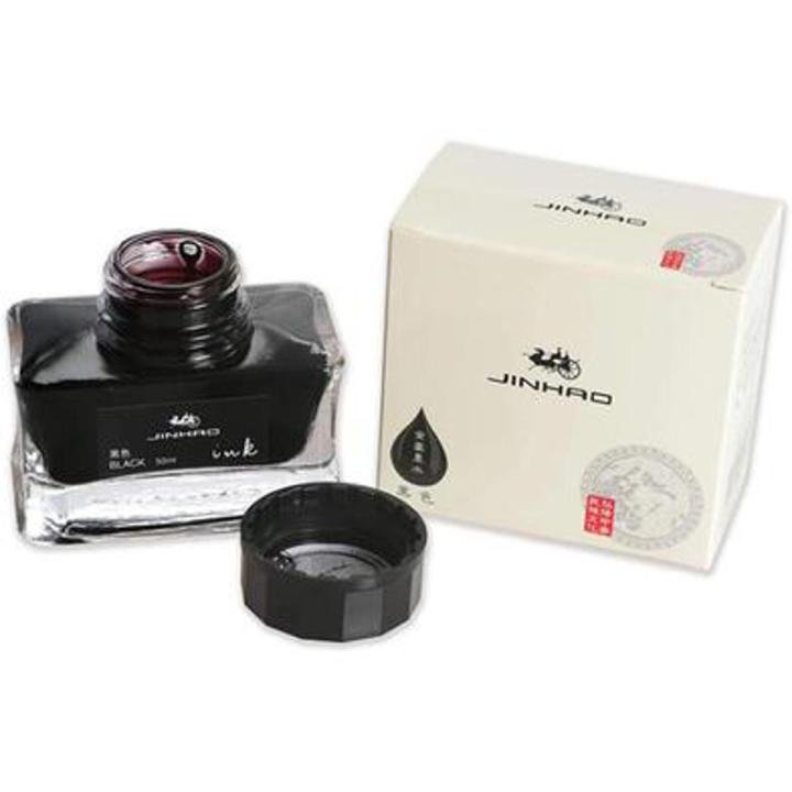 JINHAO Black Fountain Pen Ink 50ml Glass Bottle – Premium Writing Ink for Fountain Pens, Calligraphy & Daily Writing
