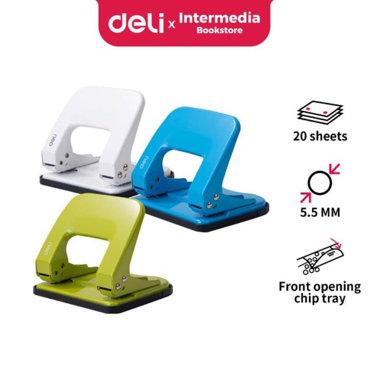 Deli E0137 2 Hole Paper Punch Assorted Heavy Duty Metal Punch 20 Sheets Capacity