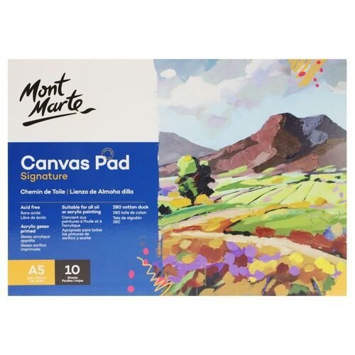 Mont Marte White Canvas Pad A5 Acid-Free Acrylic Gesso Primed 10 Sheets