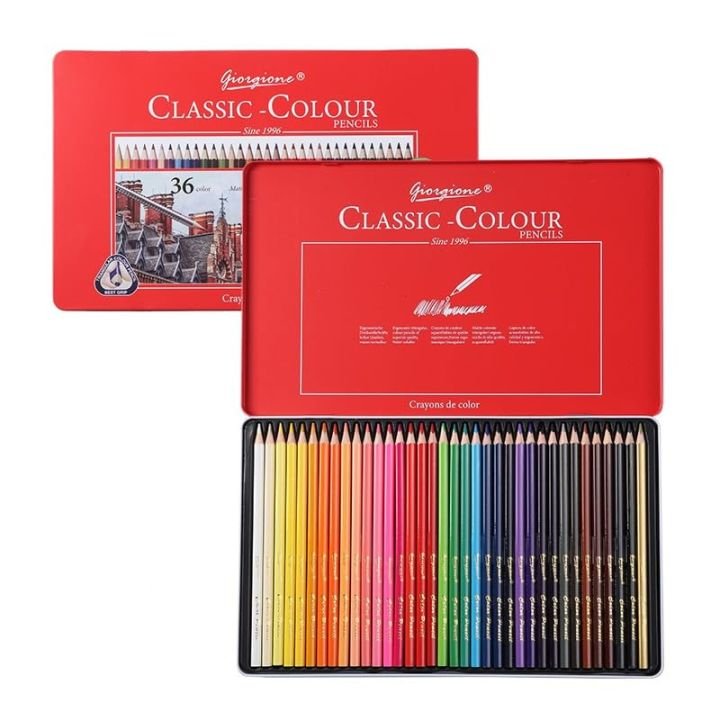 Giorgione® Artists Coloring Pencils Tin Set of 36 Colors Professional Colored Pencil Set for Drawing, Sketching & Creative Artwork