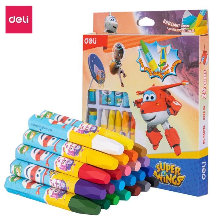 Deli EC009-24 Oil Pastel Color Set 24 Colors | Smooth Artist Oil Pastels for Drawing & Coloring