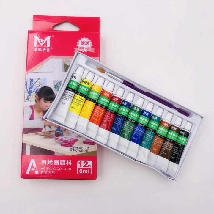 Bgwap Acrylic Color Set 12 Colors x 6ml – Vibrant Acrylic Paint Kit for Art, Craft & DIY Projects
