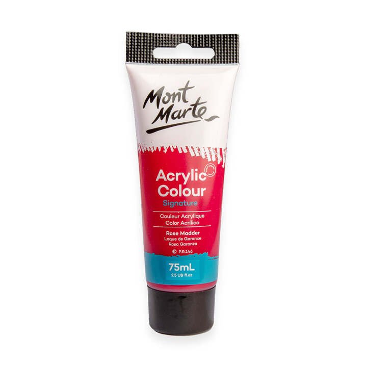 Mont Marte Acrylic Color Paint 75ml Rose Madder | Rich Artist Acrylic Paint for Canvas, Craft & Fine Art
