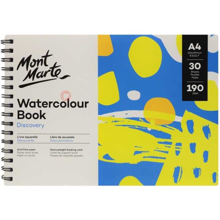 Mont Marte Watercolor Book A4 190gsm | Premium Watercolour Paper Sketchbook for Painting & Mixed Media