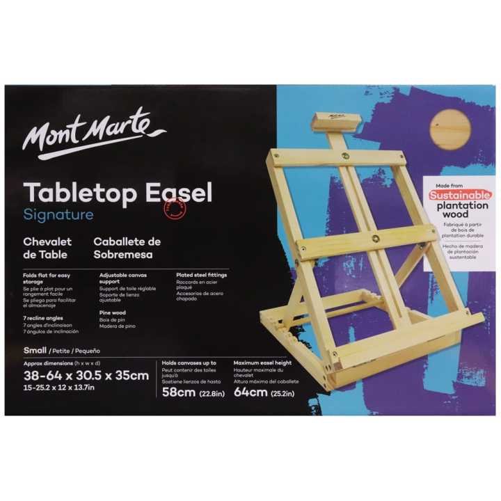 Mont Marte MCG0007 Tabletop Easel Compact Wooden Desktop Easel for Painting, Drawing & Art Display