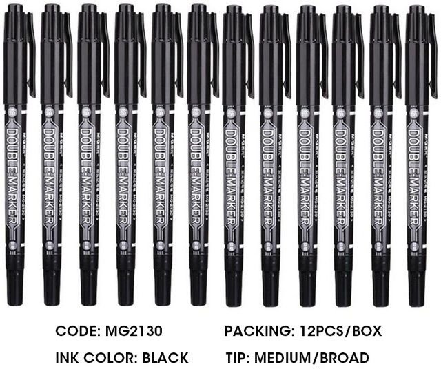 Dual Tip Waterproof Permanent Marker Pen 12 Pcs Black CD Marker Set