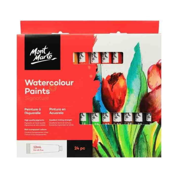 Mont Marte Watercolor Paint Set 24 Colors x 12ml Artist Watercolor Paint Tubes