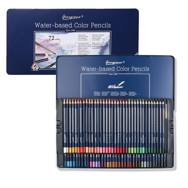 Giorgione Watercolor Pencils Tin Set of 72 Professional Colored Water-Soluble Art Pencils