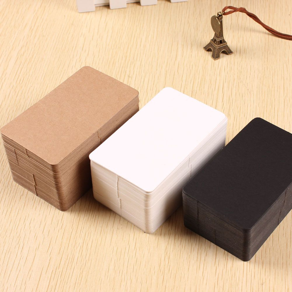 100 Pcs Blank Note Cards with Storage Box- Kraft, White, Black DIY Message Card, Study Flashcards & Gift Tags