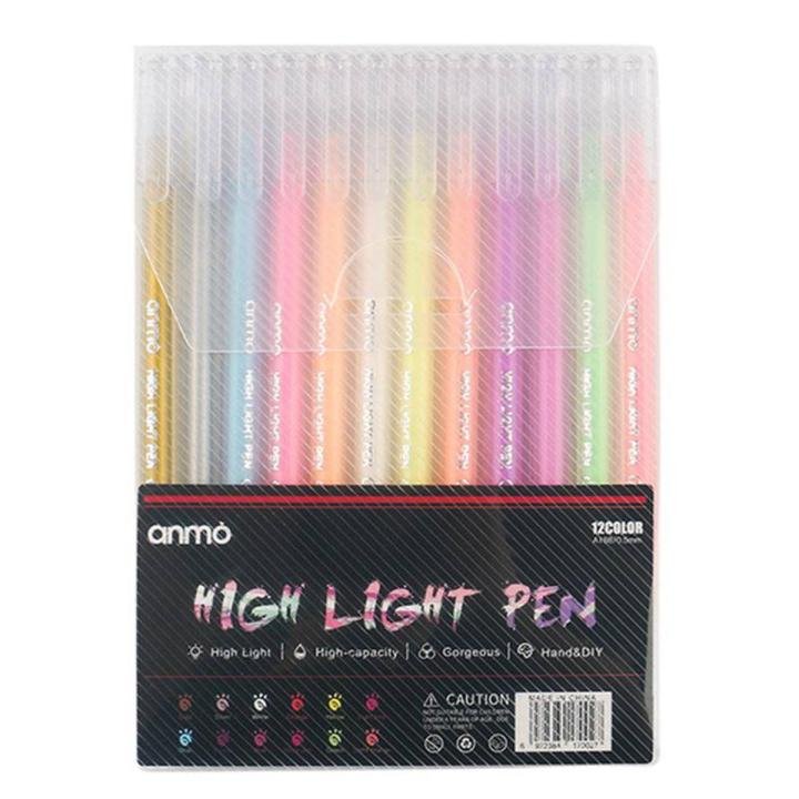 12 Colors Large Capacity Highlight Water Pen Set 0.5mm Fine Art Marker Pens
