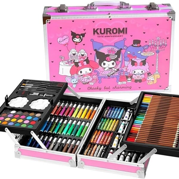 Kuromi Art Set Box for Kids 145 Pieces Drawing Kit Portable Drawing Art Set Box