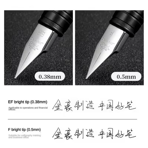 Jinhao 65 Fountain Pen Black Silver | EF/F 0.30mm Nib Luxury Metal Writing Pen for Business, Office & School