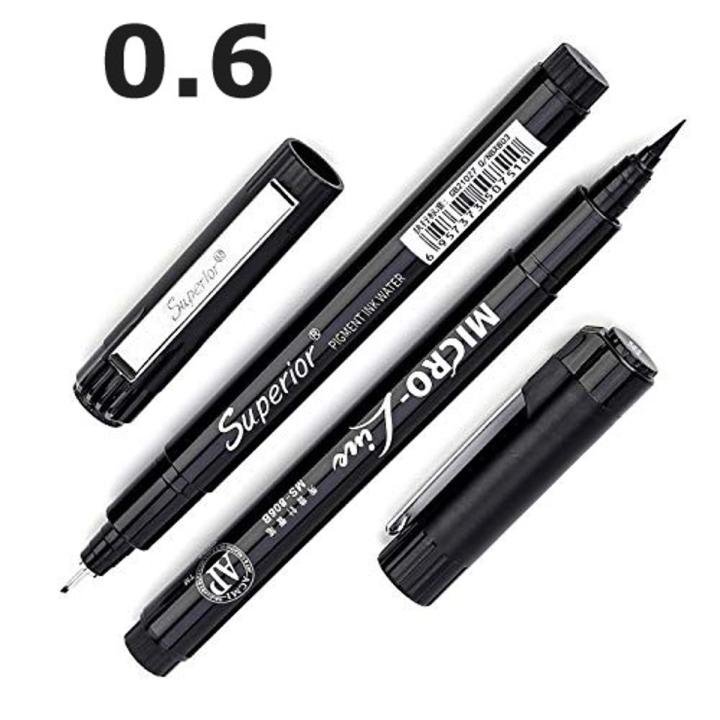 Superior Black Micro Fineliner Pen 0.6mm – Precision Drawing, Sketching & Writing Pen for Artists and Students