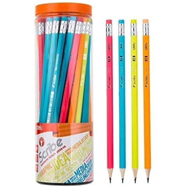 Deli EU50806 Graphite Pencil Multicolor 50 Pieces Premium Writing and Drawing Pencil Set for School Office and Art
