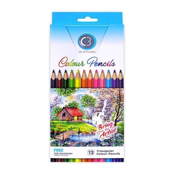 Doms C3 Color Pencil Big Size 12 Pcs Premium Colored Pencils for Drawing, Coloring, and Creative Art