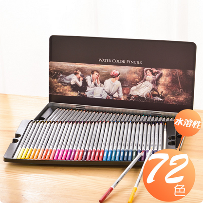 Deli 6524 Premium Water Color Pencil 72 Colors with Iron Box | Professional Watercolor Pencil Set