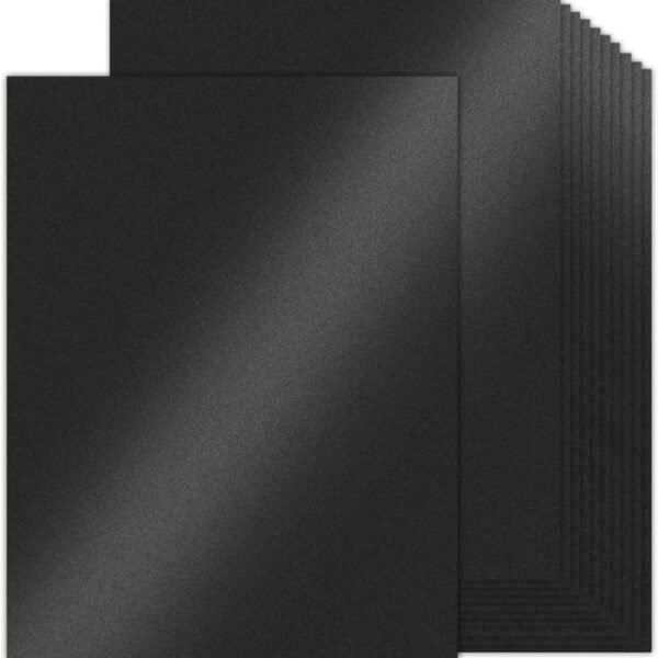 10 Sheets Black Metallic Shimmer Cardstock Paper A4 Size | Premium Craft & Invitation Paper