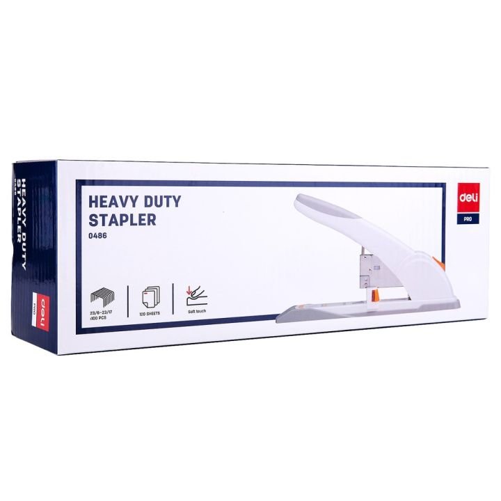 Deli E0486 Heavy Duty Stapler White Professional High Capacity Office Stapler