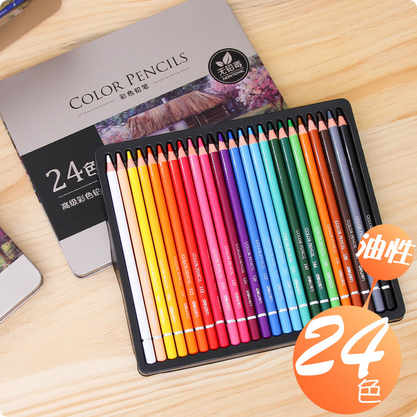 Deli 6565 Color Pencil Set 24 Colors with Iron Box | Premium Artist Coloring Pencils
