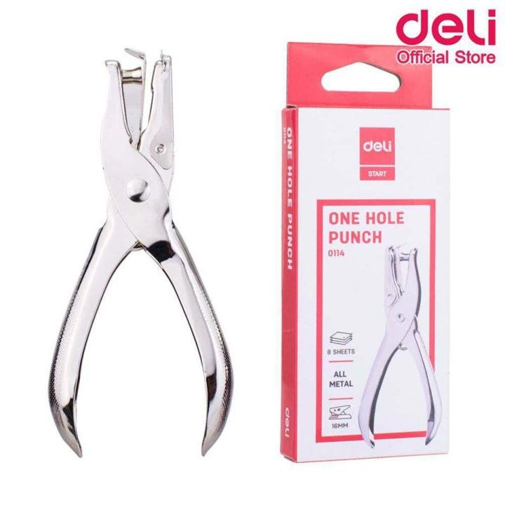 Deli E0114 One Hole Punch | Durable Metal Handheld Paper Punch for Office & School