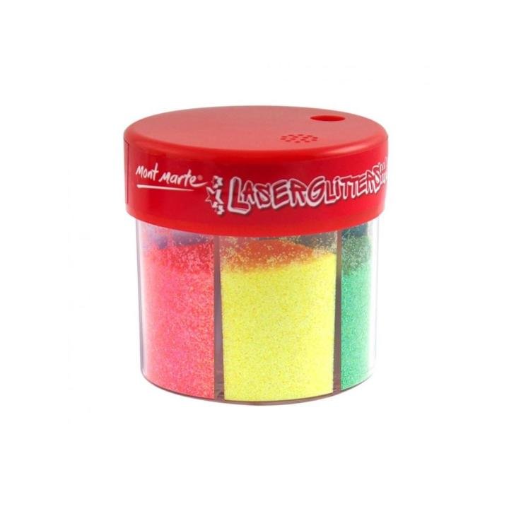 Mont Marte Laser Glitter Shaker 6 Fluoro Colors 50g Craft Glitter Set for Art and DIY Projects