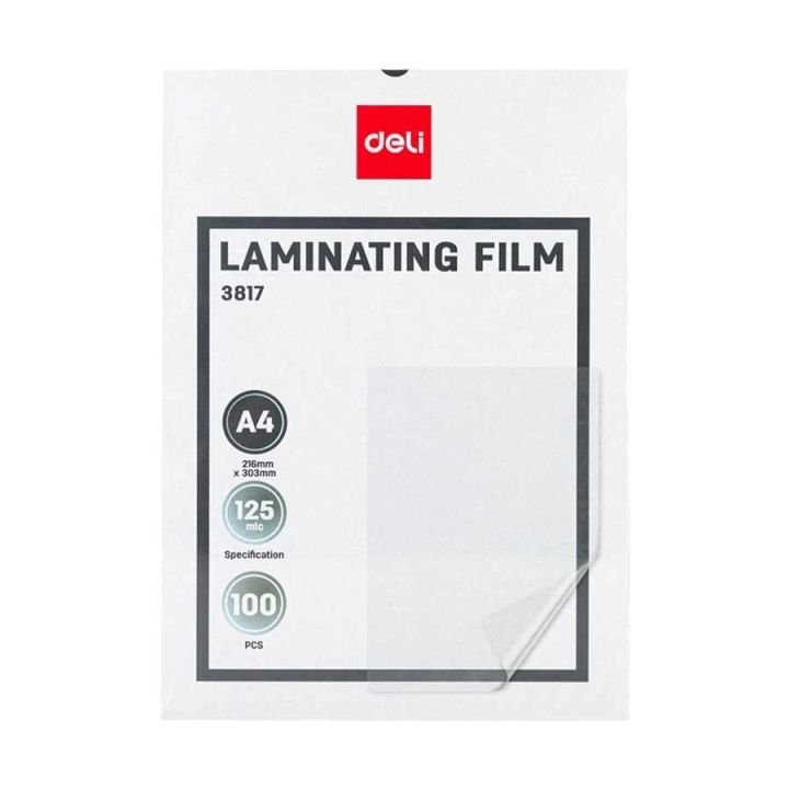 Deli E3817 Laminating Film A4 125 Micron | Premium Transparent Laminating Pouches for Document Protection