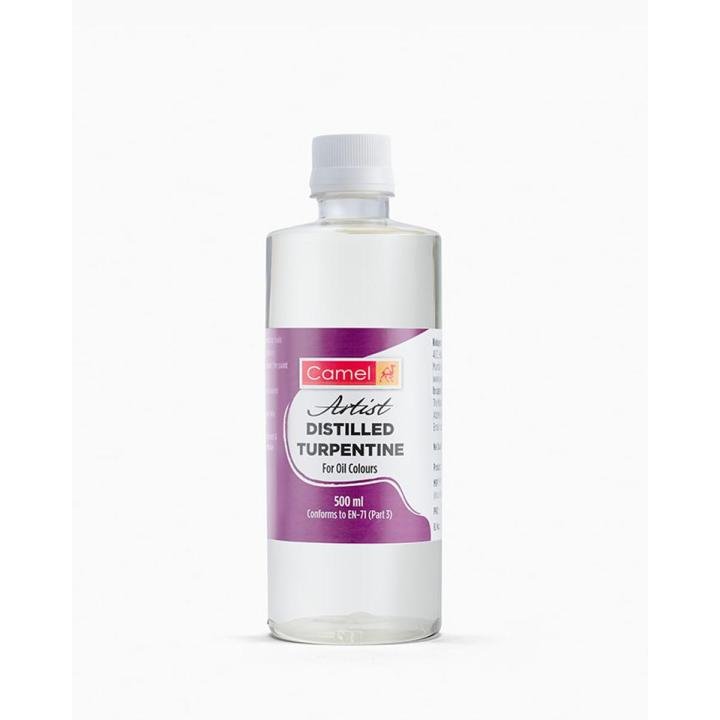 Camel Distilled Turpentine for Oil Colors 500ml Professional Oil Painting Medium and Brush Cleaner
