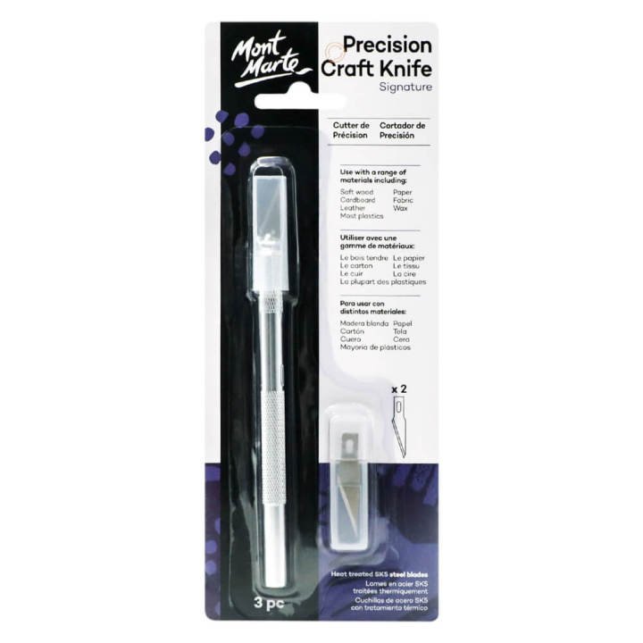 Mont Marte Signature Precision Craft Knife 3pc | Detail Cutting Knife Set for Art, Craft & DIY Projects
