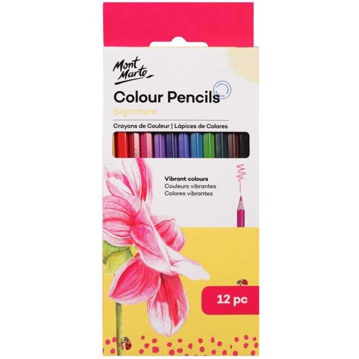 Mont Marte Color Pencils 12pc | Vibrant Colored Pencil Set for Drawing, Coloring & Art Projects