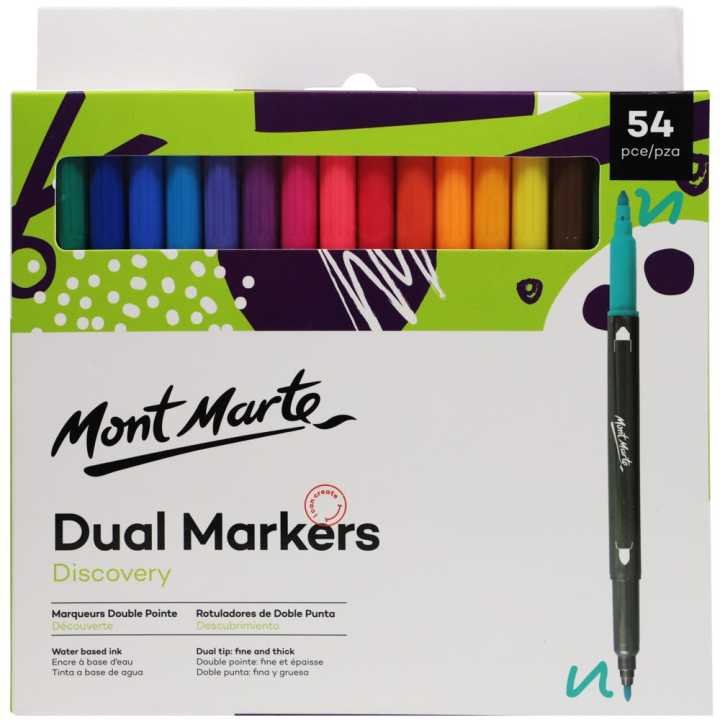 Mont Marte Dual Markers 54pc Professional Dual Tip Art Marker Set for Illustration, Sketching, Coloring & Design