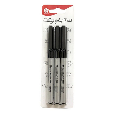 Sakura Calligraphy Pen Black Set 1mm, 2mm & 3mm – Professional Calligraphy Marker for Hand Lettering, Drawing & Decorative Writing