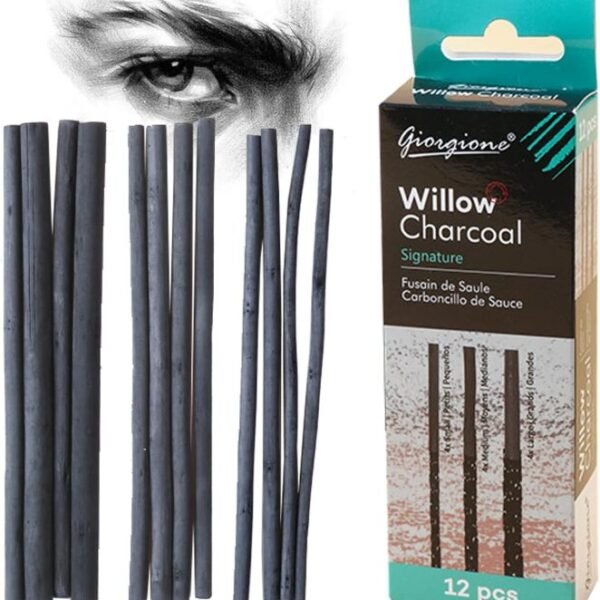Giorgione Willow Charcoal Sticks 12PCS | Professional Sketching & Drawing Charcoal Set