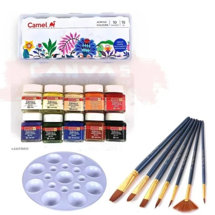 Combo Acrylic Paint Color and Brush Set Complete Painting Kit for Canvas, Crafts, DIY Projects, and Creative Artwork