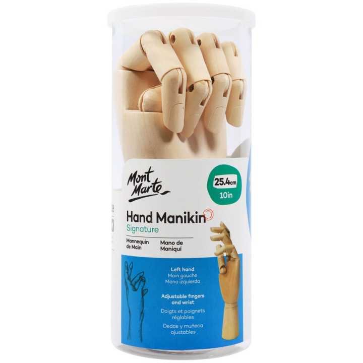 Mont Marte Hand Manikin 25cm Left Wooden Artist Hand Model for Drawing, Sketching & Anatomy Studies