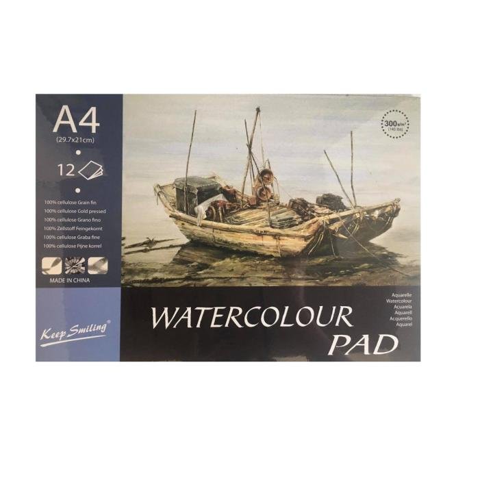 Keep Smiling Watercolor Pad A4 12 Sheets – Premium Watercolor Paper Pad for Painting, Sketching & Art Projects